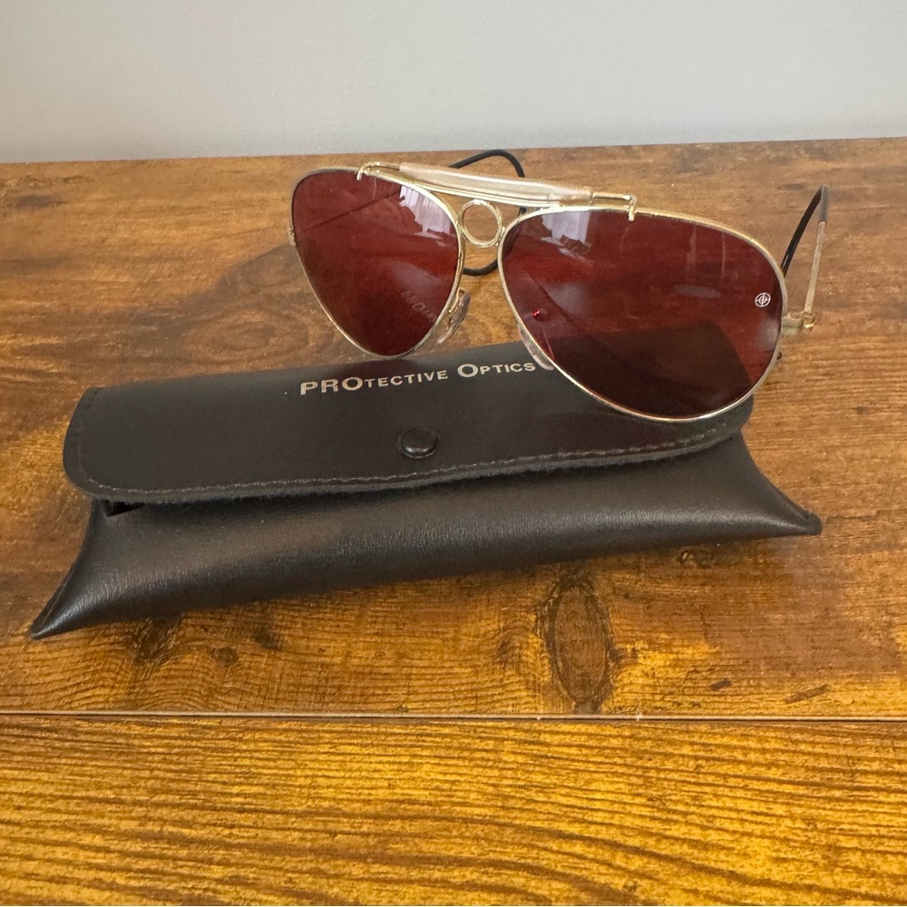 Protective Optics 70s Military Aviator‎ Plum Lens Cable Temple Sunglasses Set